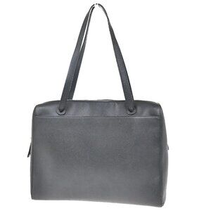 CHANEL CC Logo Shoulder Tote Bag Grained Calfskin Leather Black Vintage 98RP018